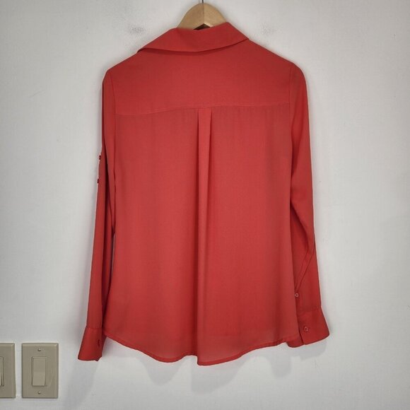 Express Portofino Shirt Small Coral Button Up Lightweight Roll Tab Sleeve - Picture 2 of 7